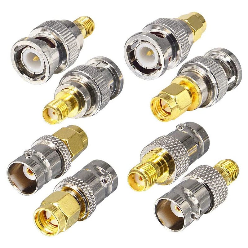 onelinkmore 8-Piece SMA to BNC RF Coaxial Adapter Kit, Gold Plated Brass, Includes SMA Male/Female to BNC Male/Female Connectors, 50 Ohm Low Loss for VNA, Ham Radio, SDR & Antenna Analyzer - Image 1